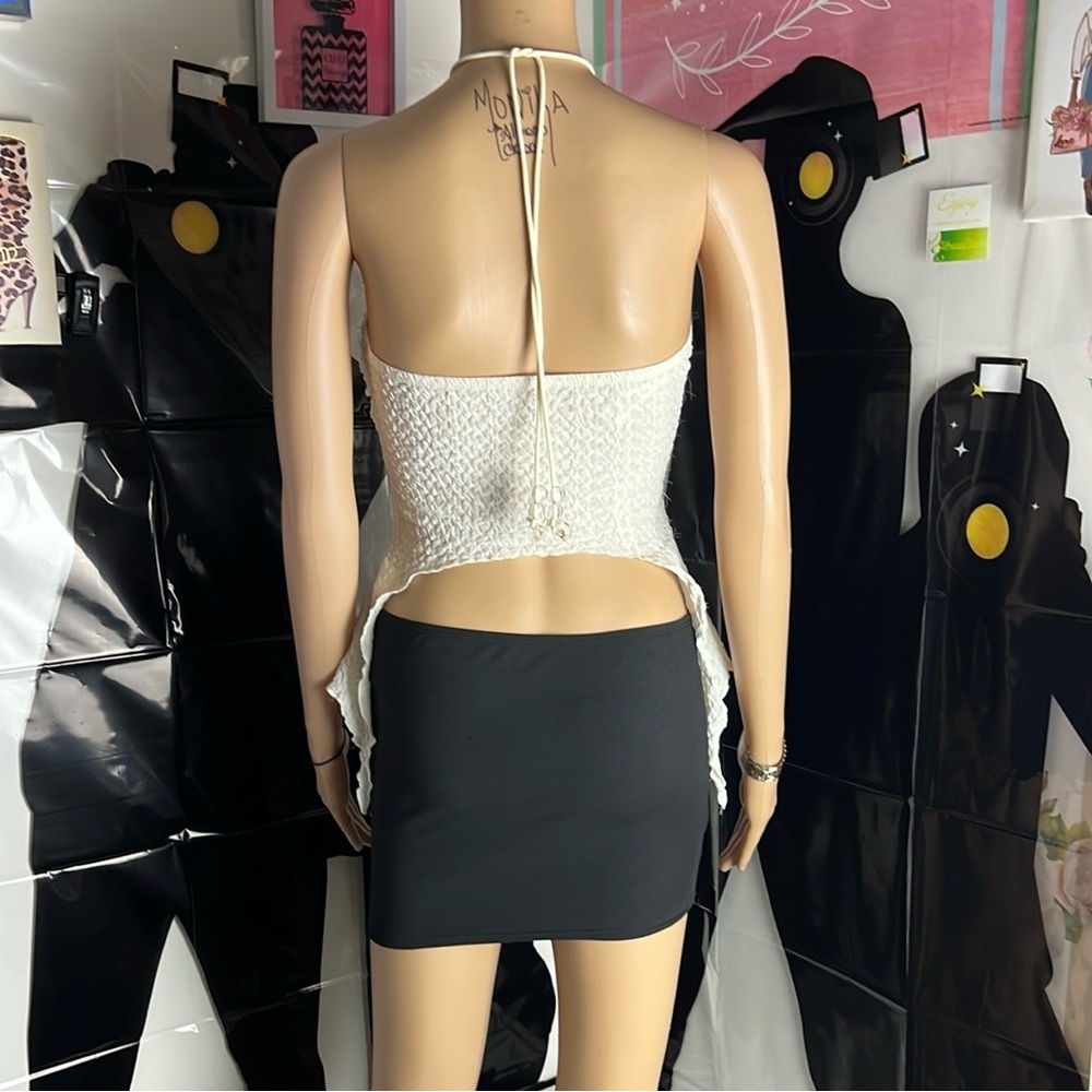 Cream Ruched Halter Top